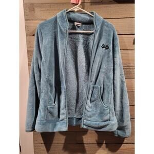 Vintage Animal Rescue Site Turqouise Plush Large Paw Print Polyester Jacket